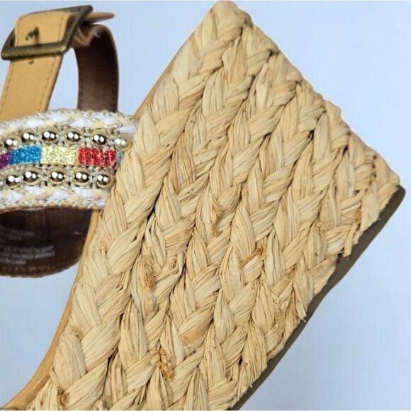 Y-Not Straw Wedge Sandals Huzzah Espadrilles Platform Shoes 8.5 Women's Colorful - Picture 5 of 12